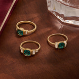 Bezel-Set Cushion Arctic Green Engagement Ring in Solid Gold