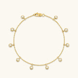 Bezel Dangle Bracelet in 14K Solid Gold