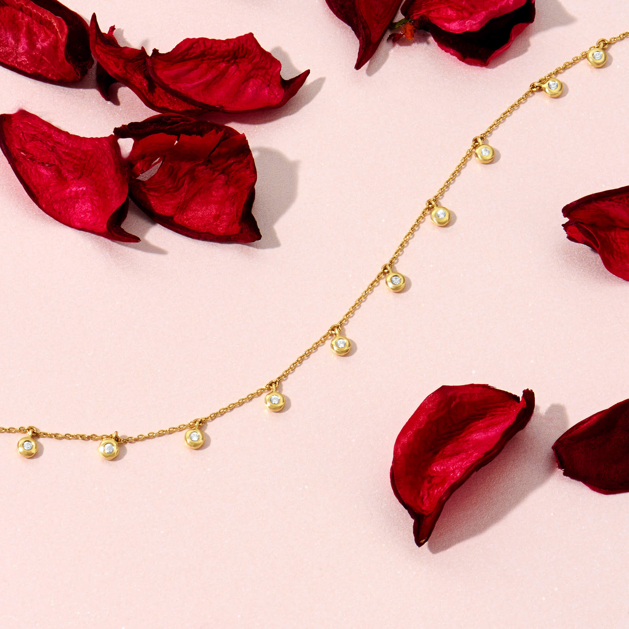 CZ Bezel Dangle Bracelet in 14K Yellow Gold