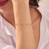 Women's 14K Solid Gold Bezel Dangle Bracelet