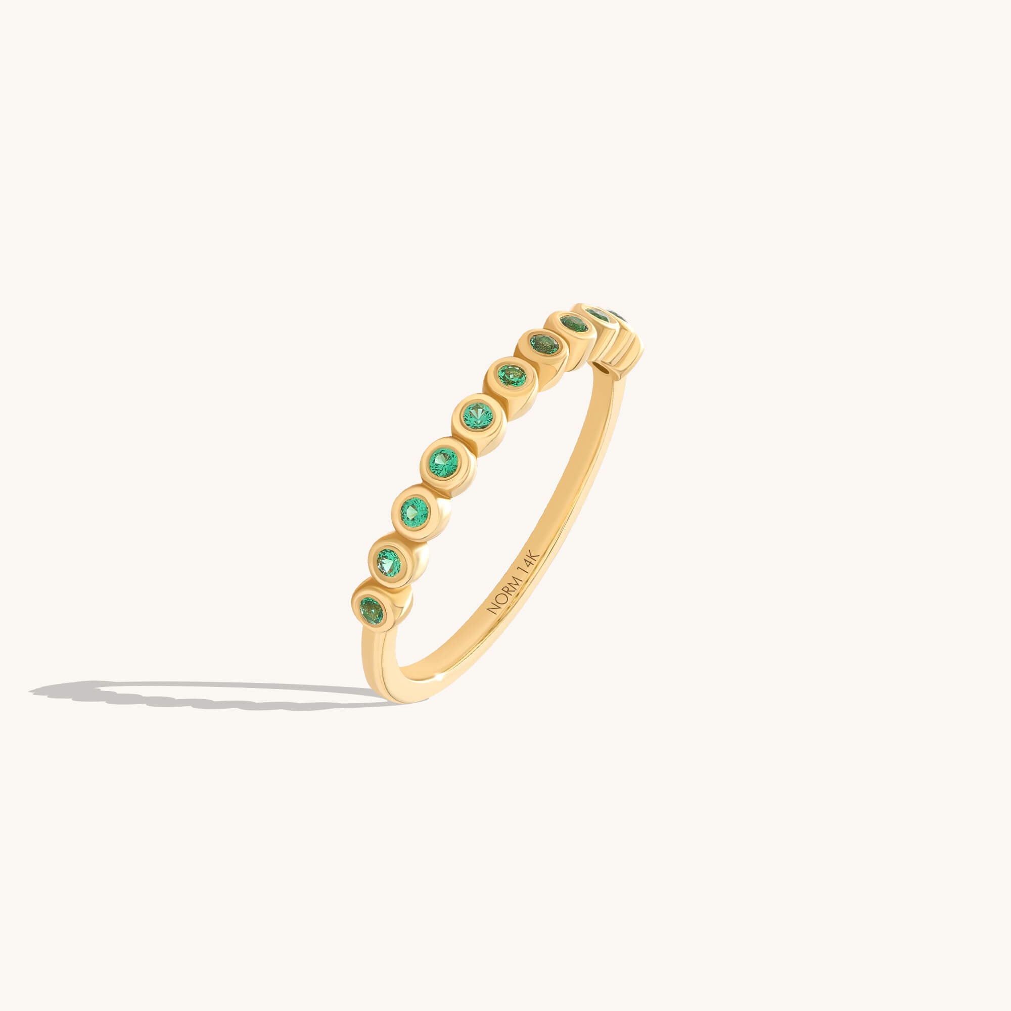 Solid Gold Bezel Emerald Band Ring