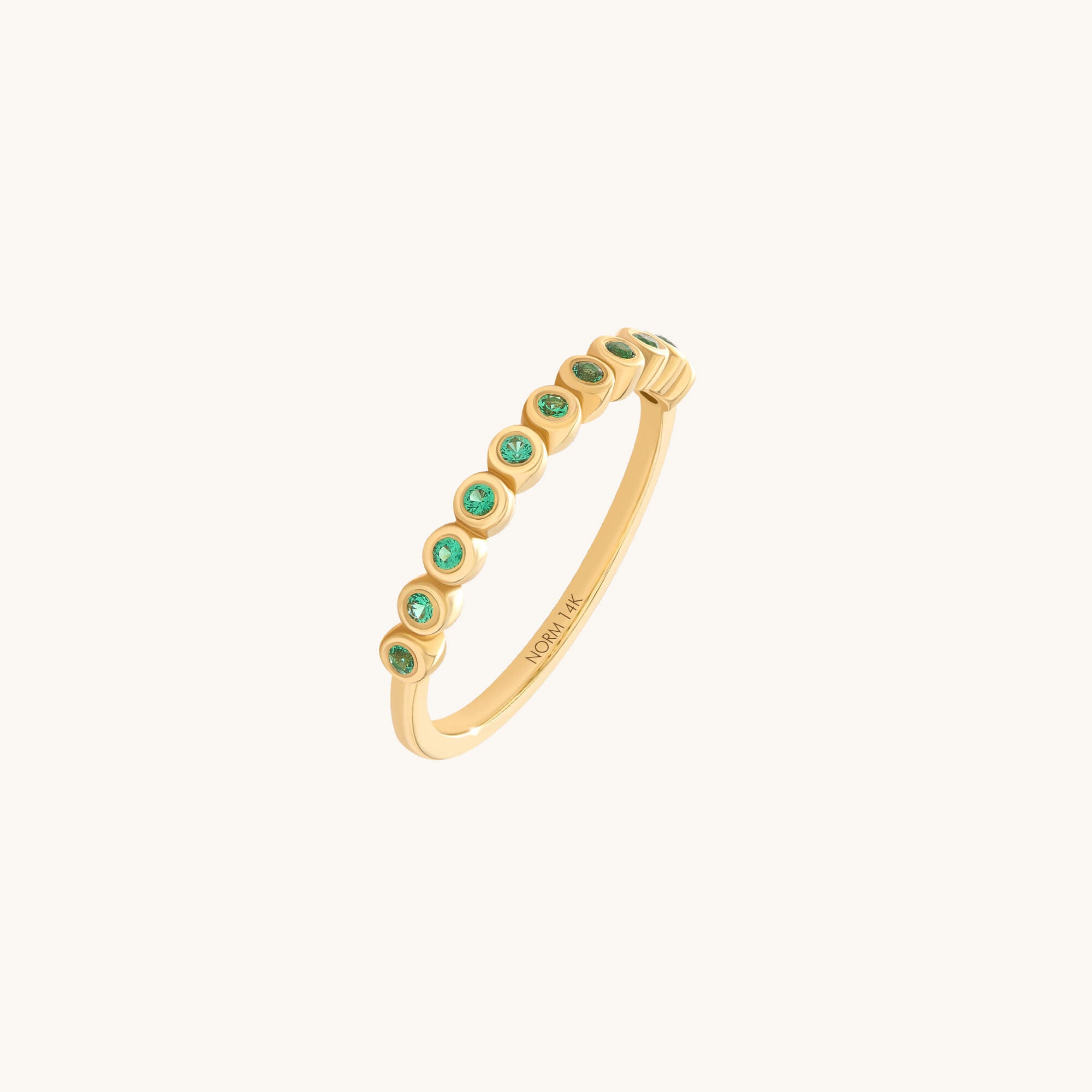 Bezel Emerald Band Ring in Yellow Solid Gold