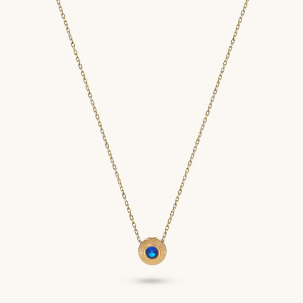 Bezel Sapphire Necklace in 14K Solid Gold