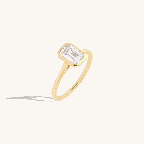 Bezel Set Moissanite Engagement Ring in 14k Solid Gold