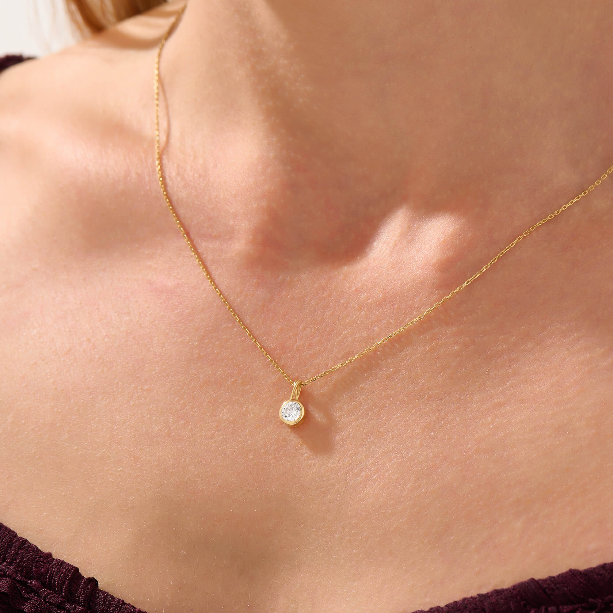 Women's 24K Gold Vermeil Bezel Solitaire Necklace