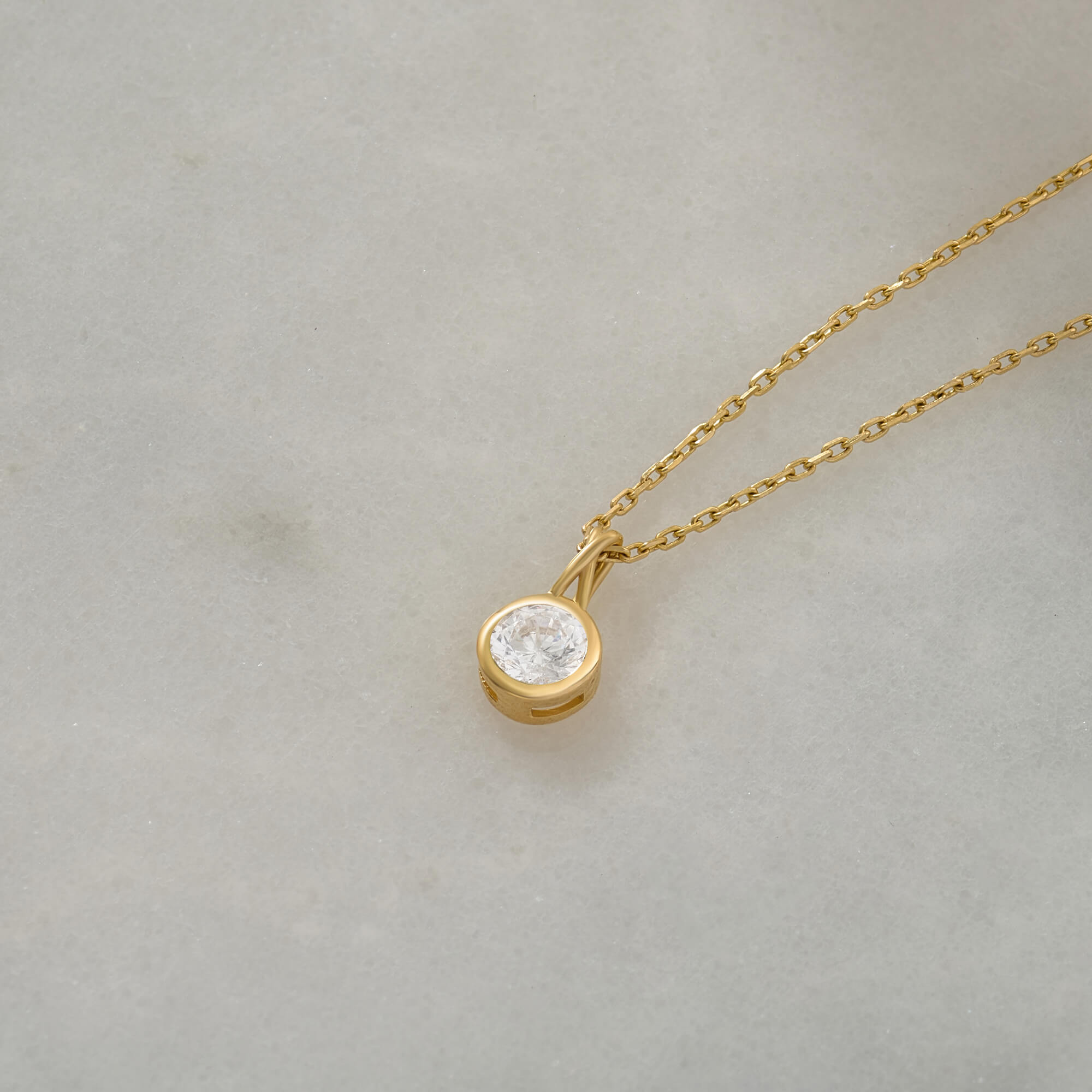 24K Vermeil Bezel Solitaire Stone Necklace