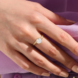 Bezel Solitaire Wave Ring in Gold