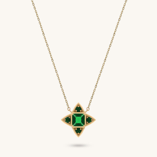 Blossom Emerald Necklace in 14K Solid Gold