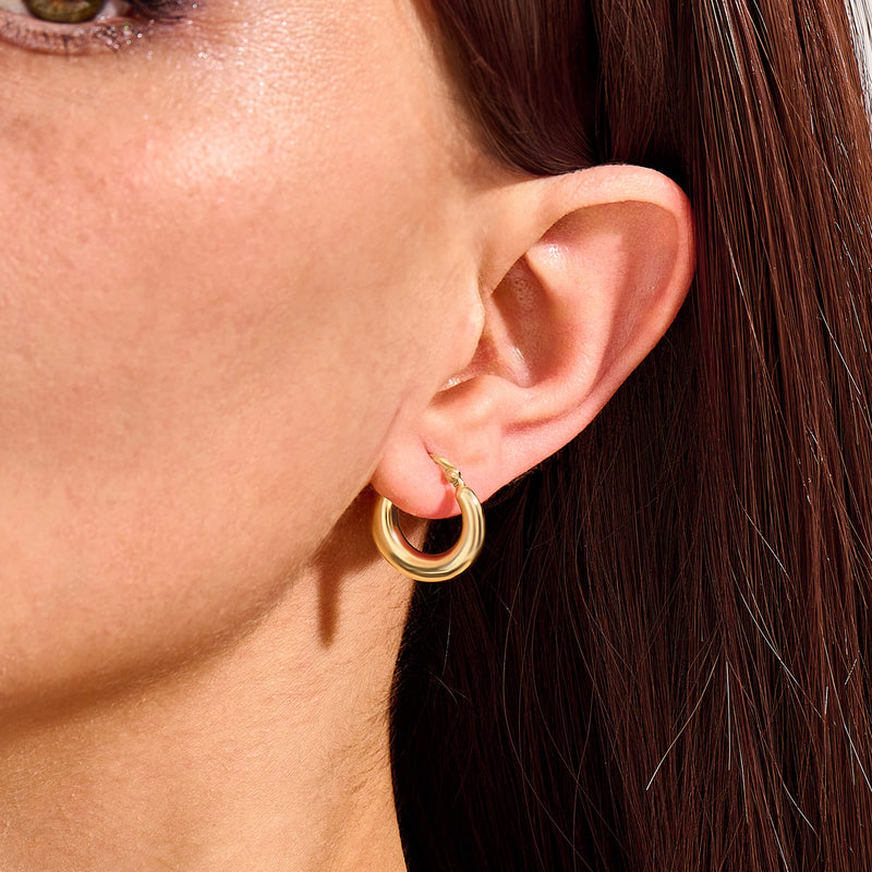 Women's 14k Real Gold Bold Tube Earrings