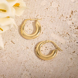 14k Yellow Gold Bold Tube Hoop Earrings for Women