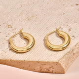 14k Real Gold Bold Tube Hoop Earrings for Women