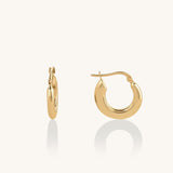 14k Real Yellow Gold Bold Tube Hoop Earrings for Women