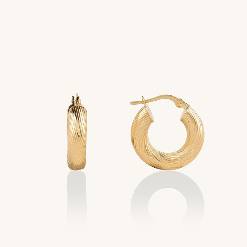 Women's Bold Twist Hoop Earrings in 14k Solid Gold