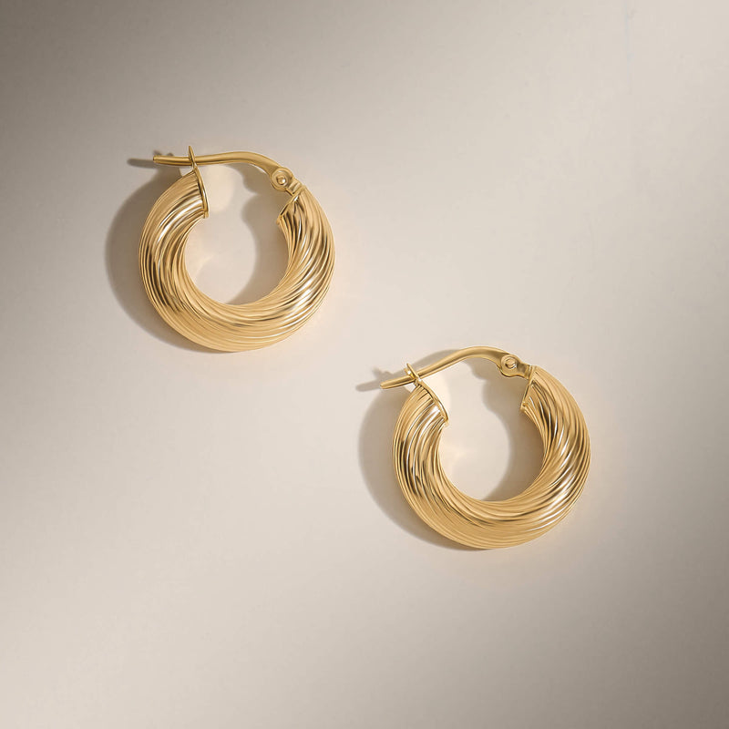 Bold Twist Tube Earrings in 14k Real Gold