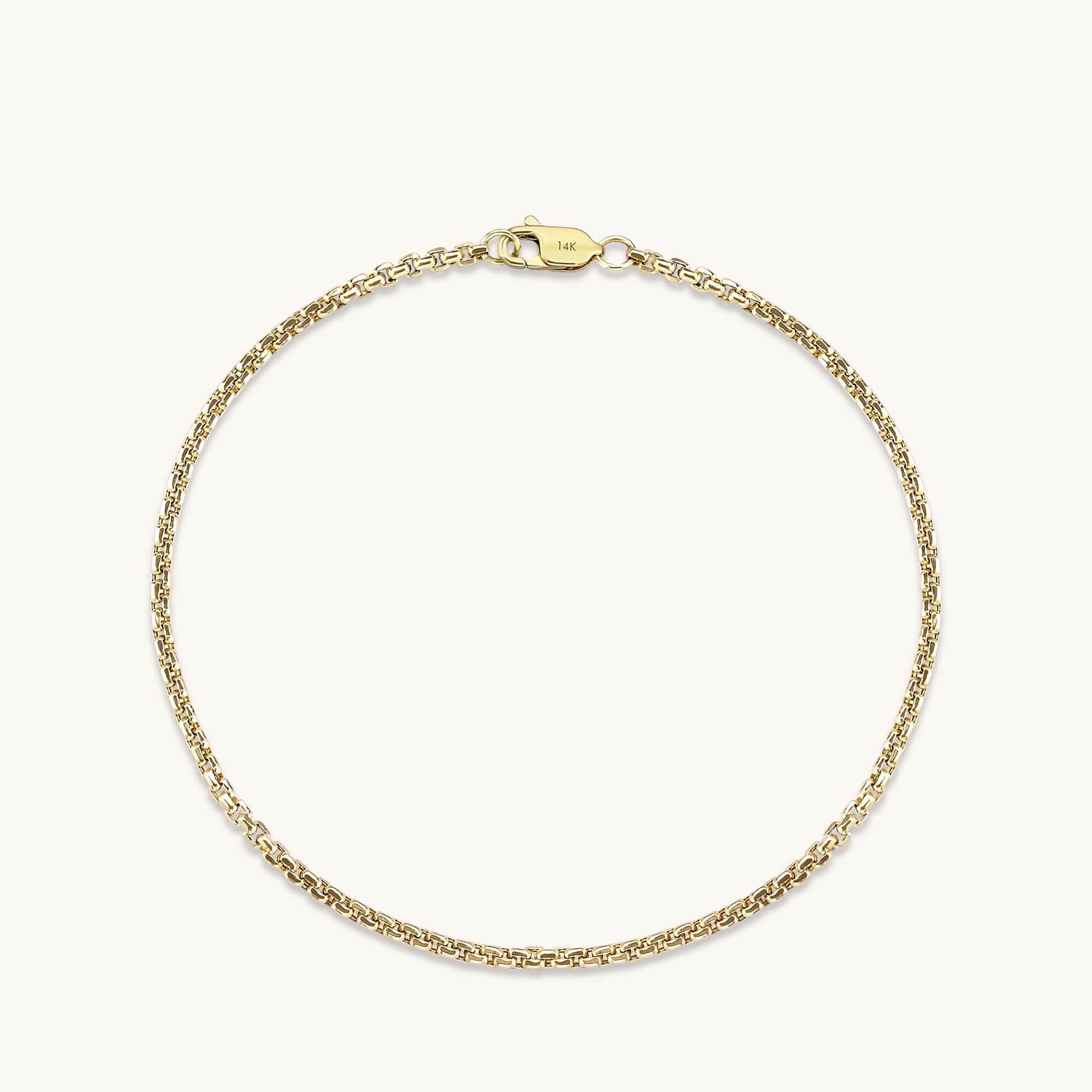 Box Chain Bracelet in 14k Real Yellow Gold