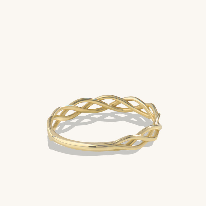 14K Solid Yellow Gold Celtic Knot Wedding Band for Women