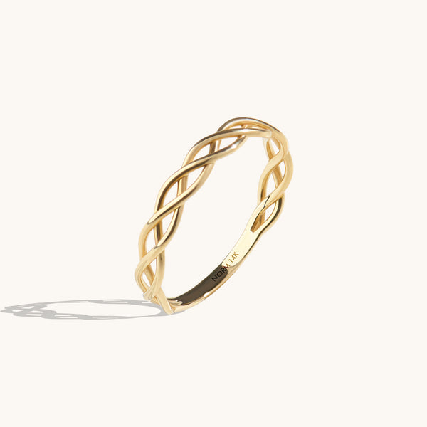 Women's 14k Real Yellow Gold Braided Celtic Knot Ring