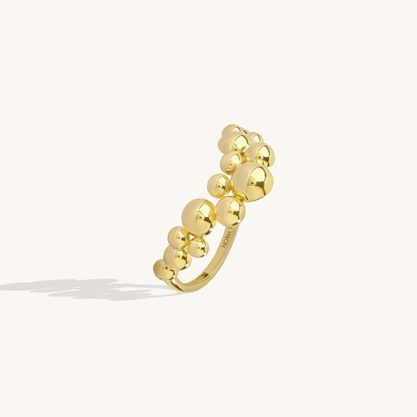  Bubble Ball Curve Statement Ring in 14K Solid Gold