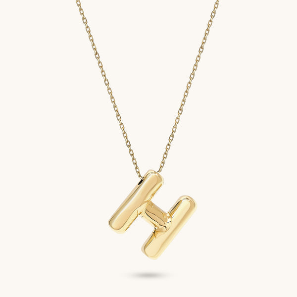 Women's Bubble Letter Necklace in 14k Real Gold