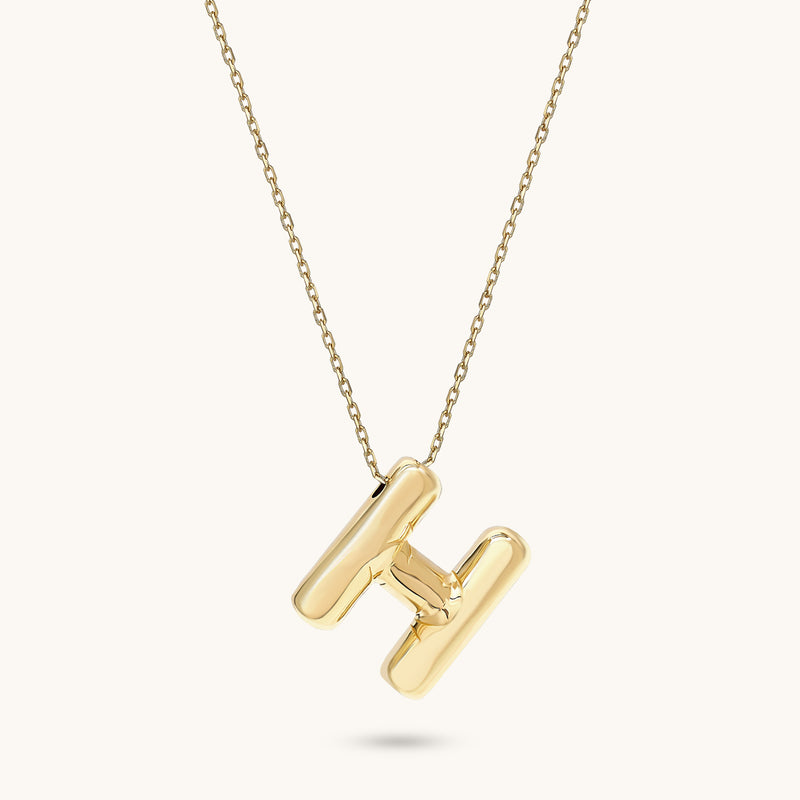 Women's Bubble Letter Necklace in 14k Real Gold