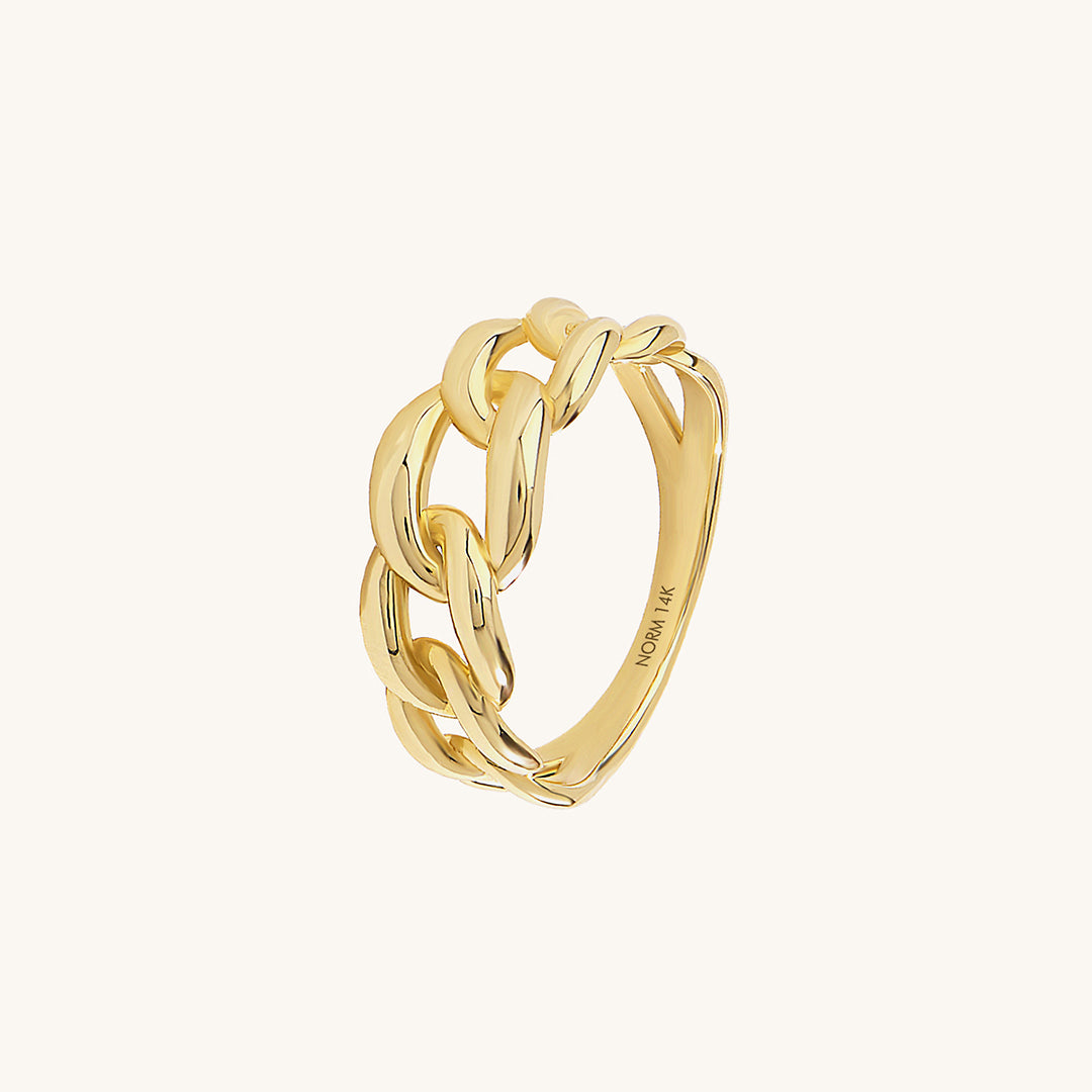14K Real Yellow Gold Bold Cuban Chain Statement Ring – NORM JEWELS