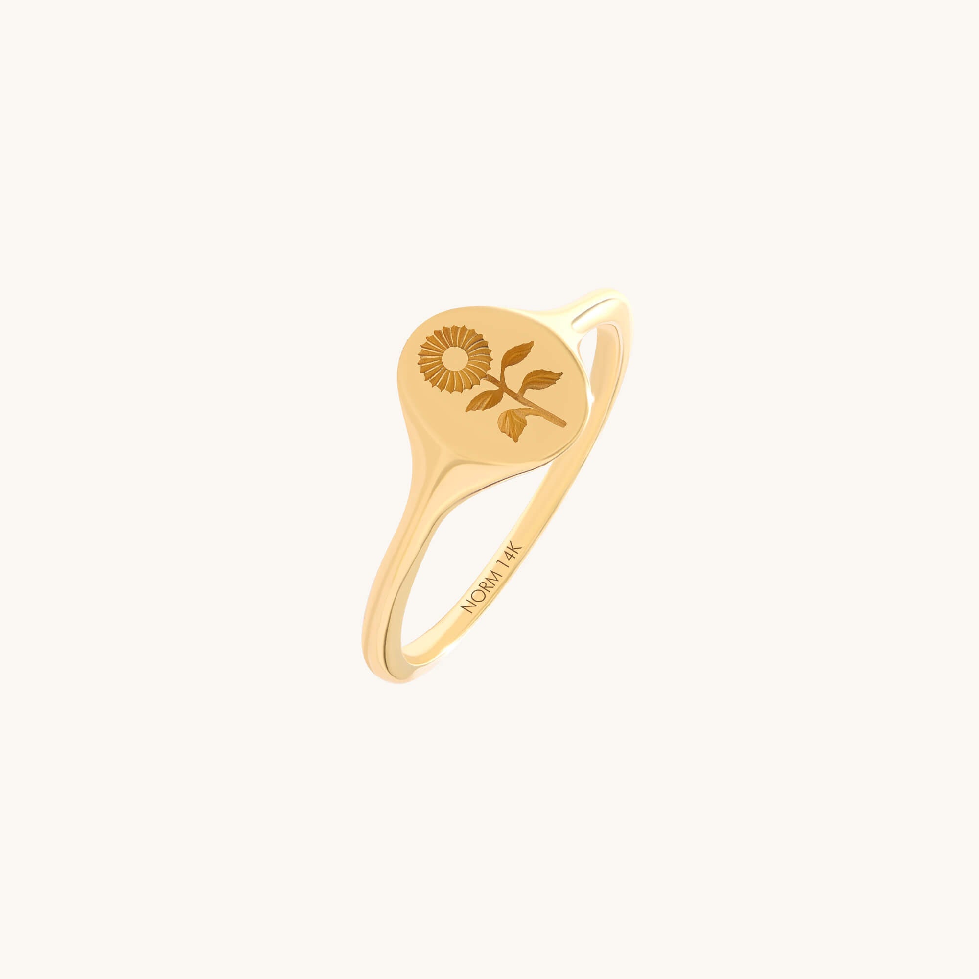 Calendula Signet Ring in Solid Yellow Gold