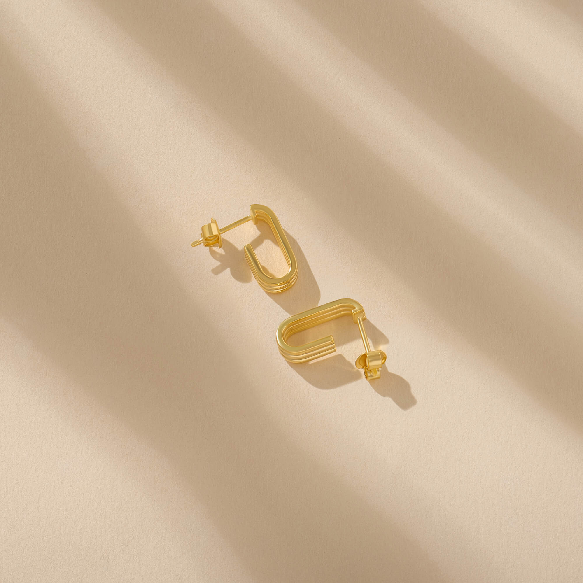 Triple Line Cascade Earrings in 24K Gold Plated Vermeil on 925 Solid Silver