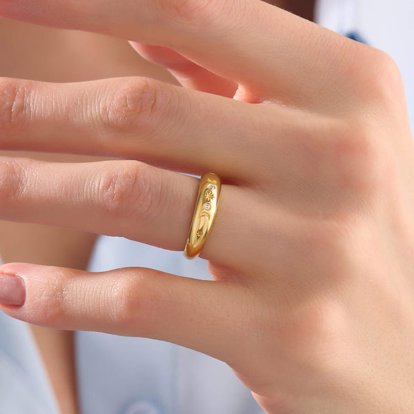 Women's 24K Gold Vermeil Plated Celestial Ring in Solid Silver