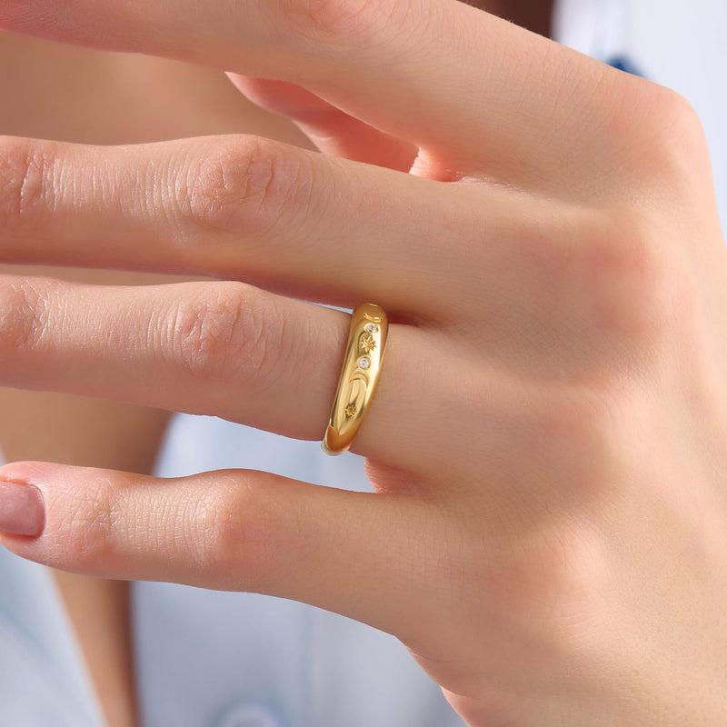 Women's 24K Gold Vermeil Plated Celestial Ring in Solid Silver