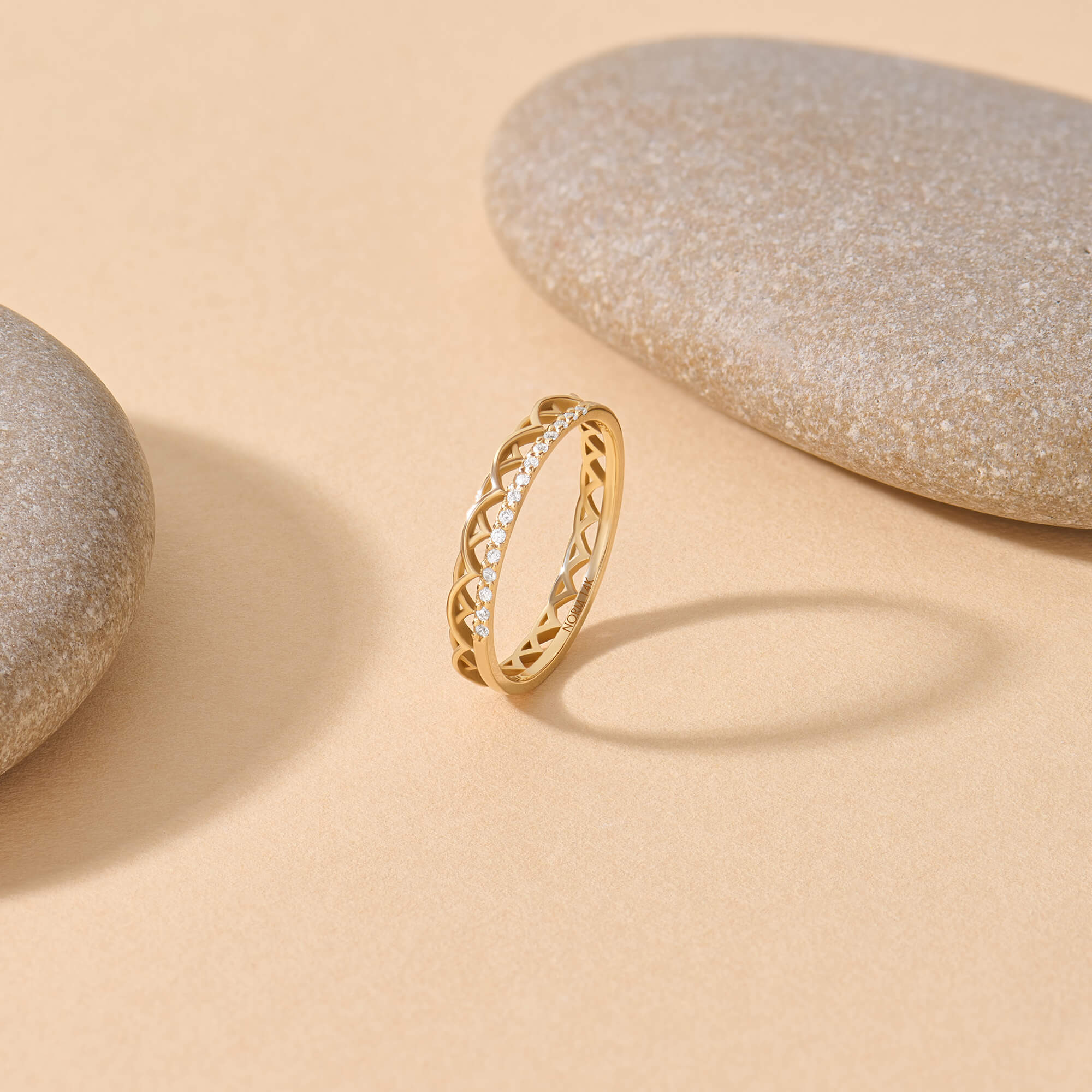 Women's Celtic Design Wedding Ring in 14K Real Yellow Gold