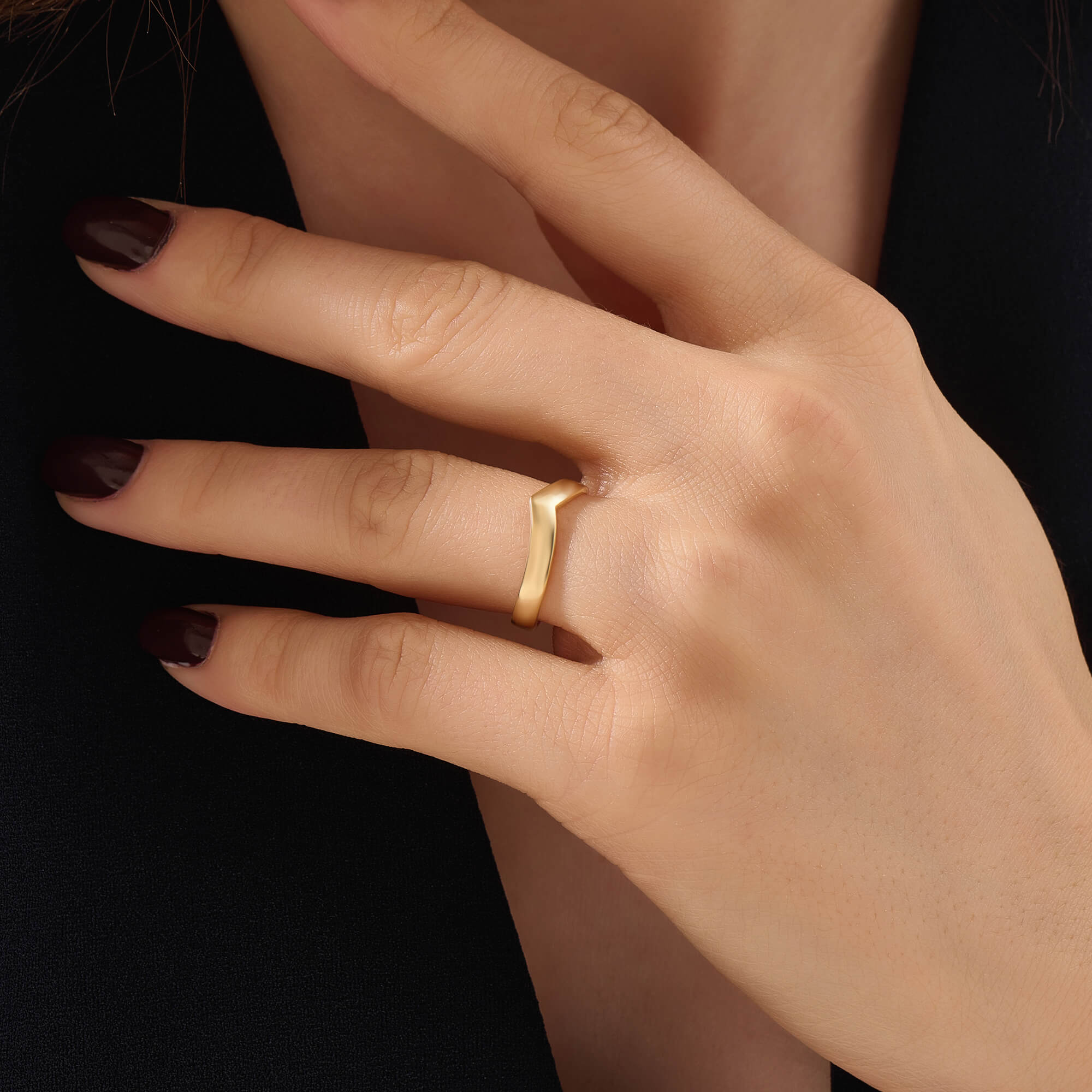 Women's 24K Gold Vermeil Chevron Band Ring