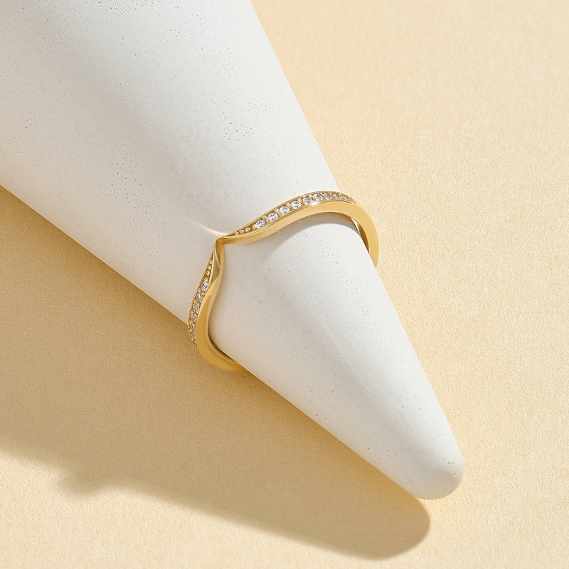 Women's Chevron Wedding Ring in 14k Real Gold