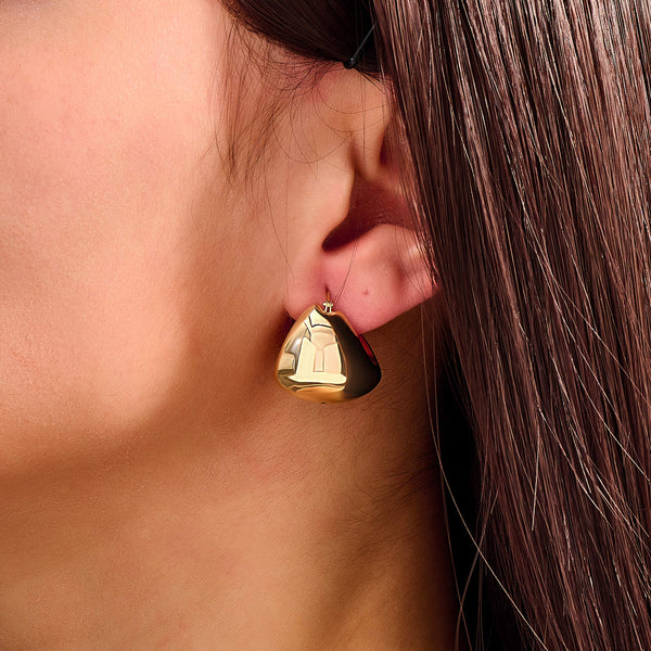 Chunky Huggie Statement Earrings in 14K Real Gold