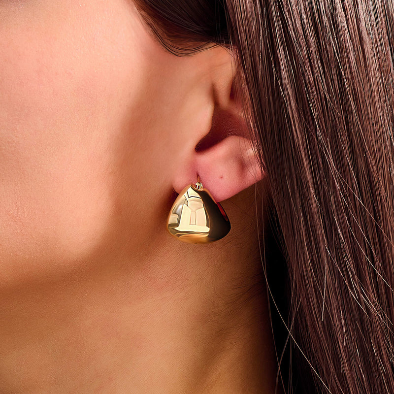 Chunky Huggie Statement Earrings in 14K Real Gold