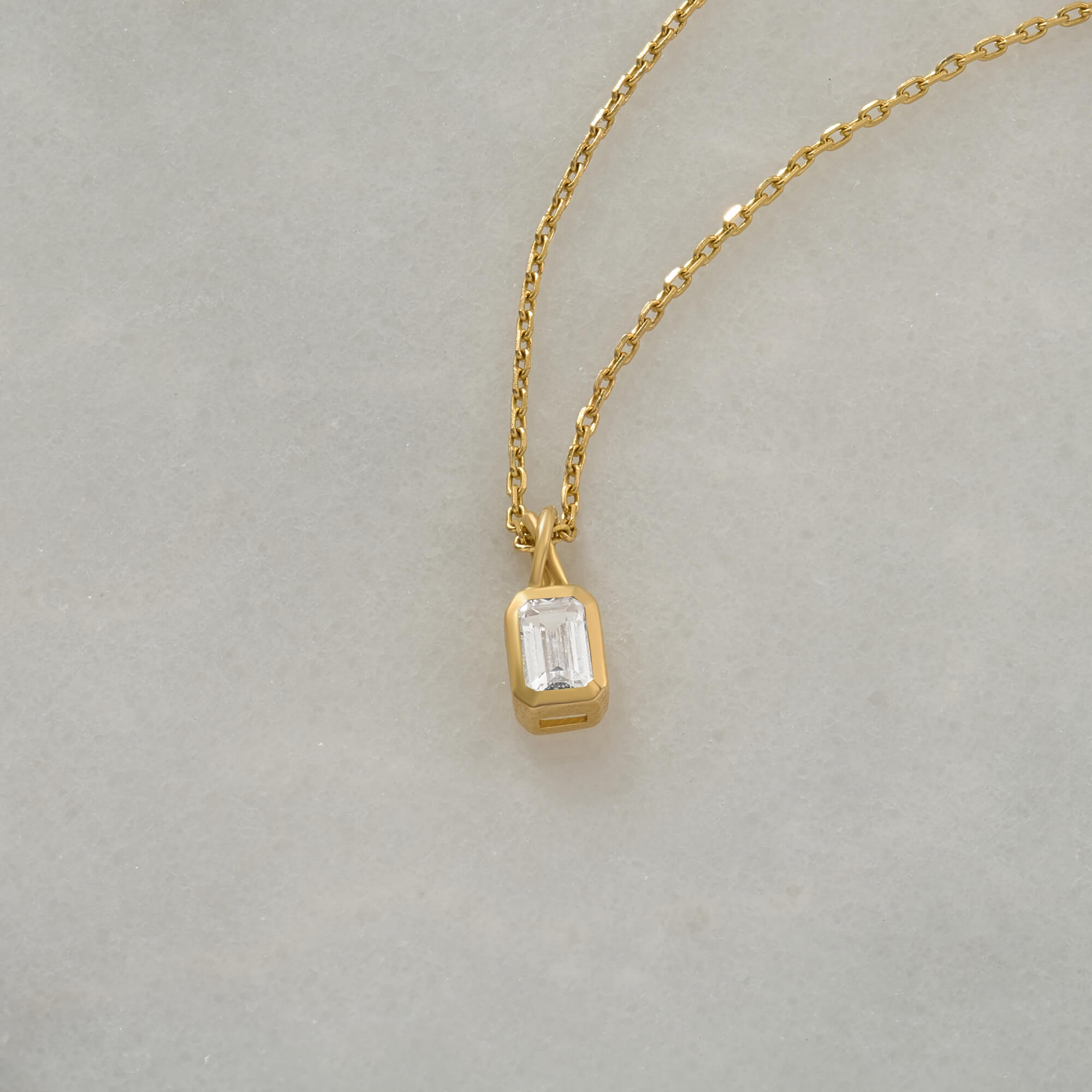 24K Vermeil Classic Baguette Stone Necklace