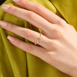 14K Solid Yellow Gold Constellation Wave Stacking Ring