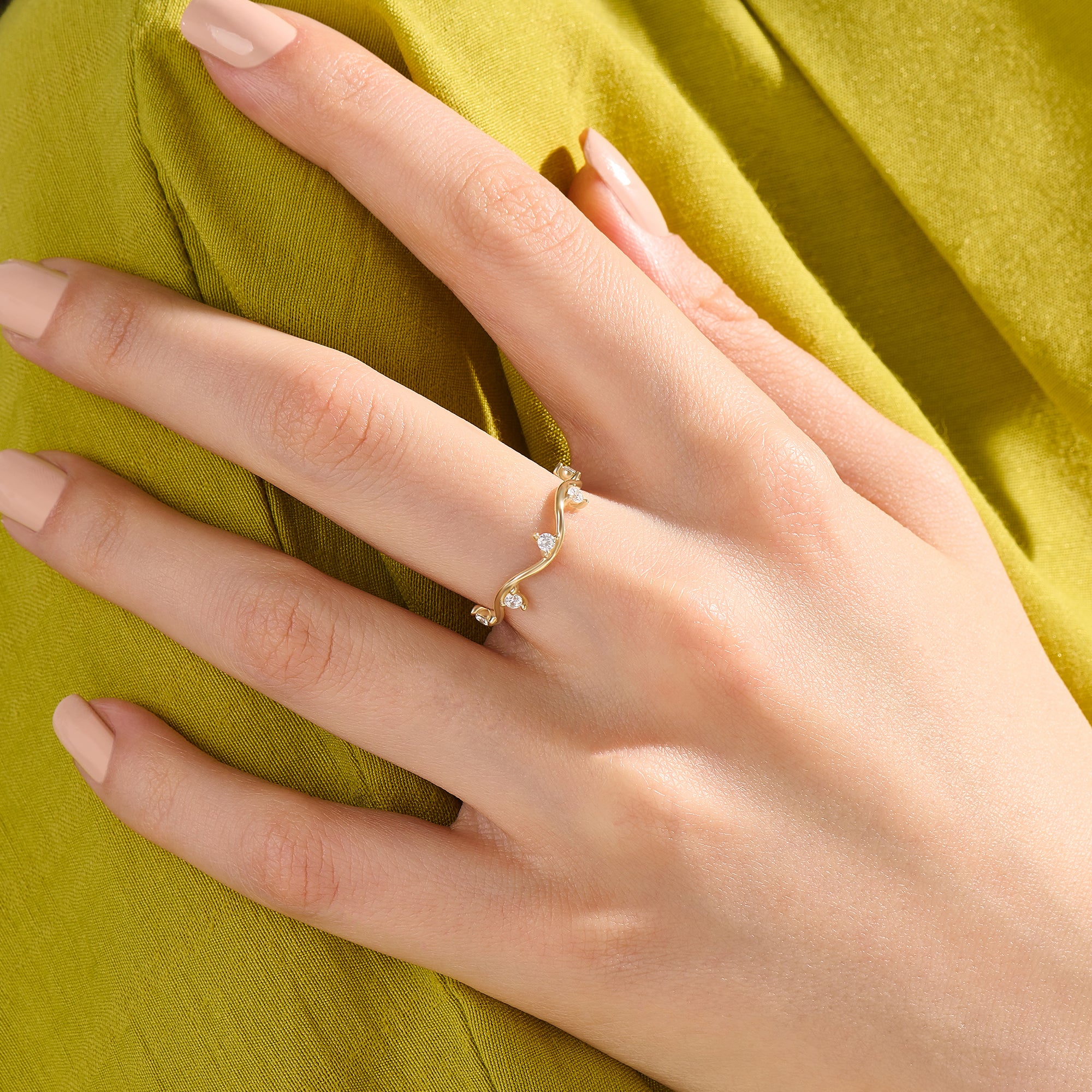 Constellation Wave Stacker Ring in 14K Real Gold