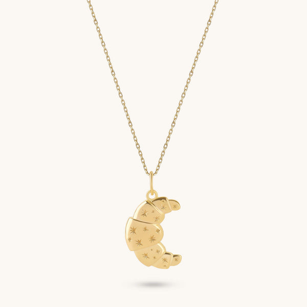 Croissant Charm Necklace in Gold Vermeil on 925 Sterling Silver