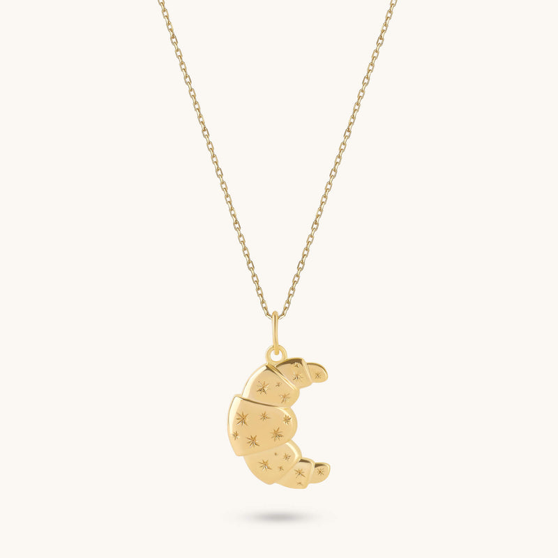 Croissant Charm Necklace in Gold Vermeil on 925 Sterling Silver