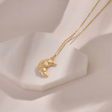 Croissant Design Charm Necklace in Gold Vermeil on 925 Solid Silver