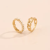14K Solid Gold Chunky Cuban Chain Ring