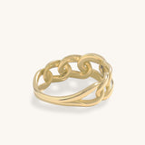 14K Real Gold Chunky Cuban Chain Ring,