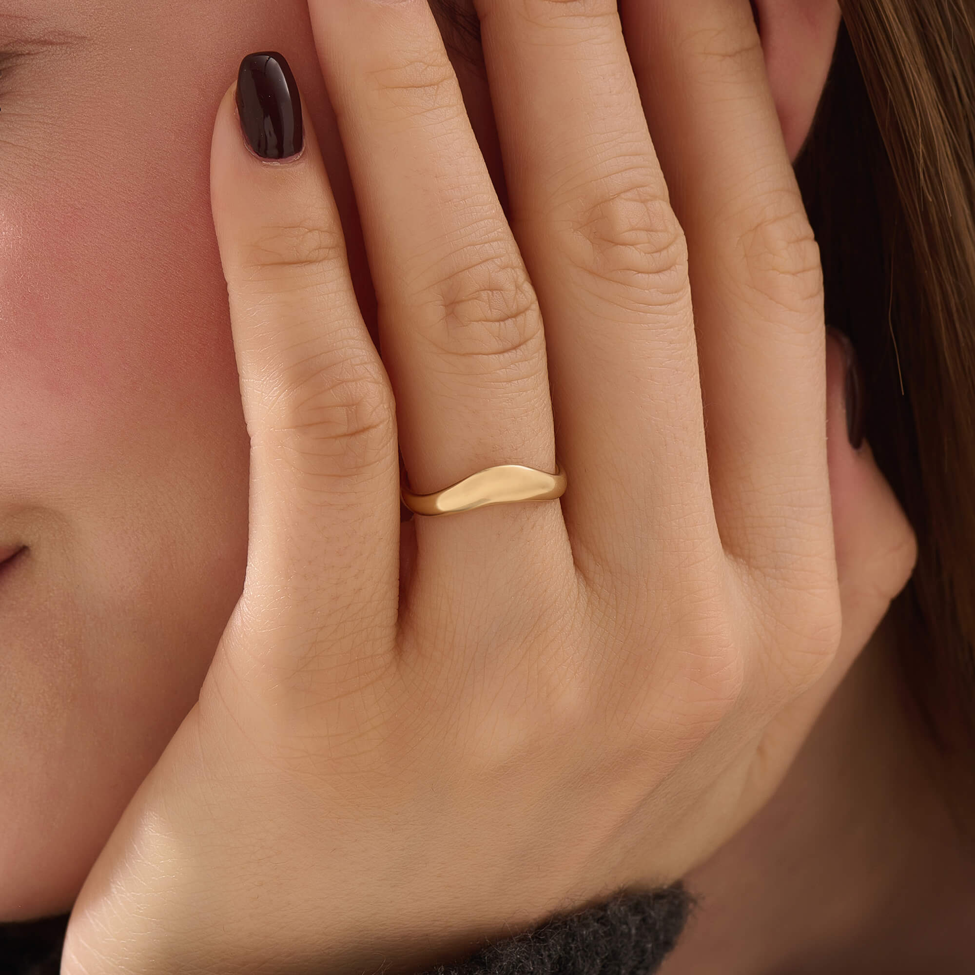 Women's Curve Band Ring Gold Vermeil