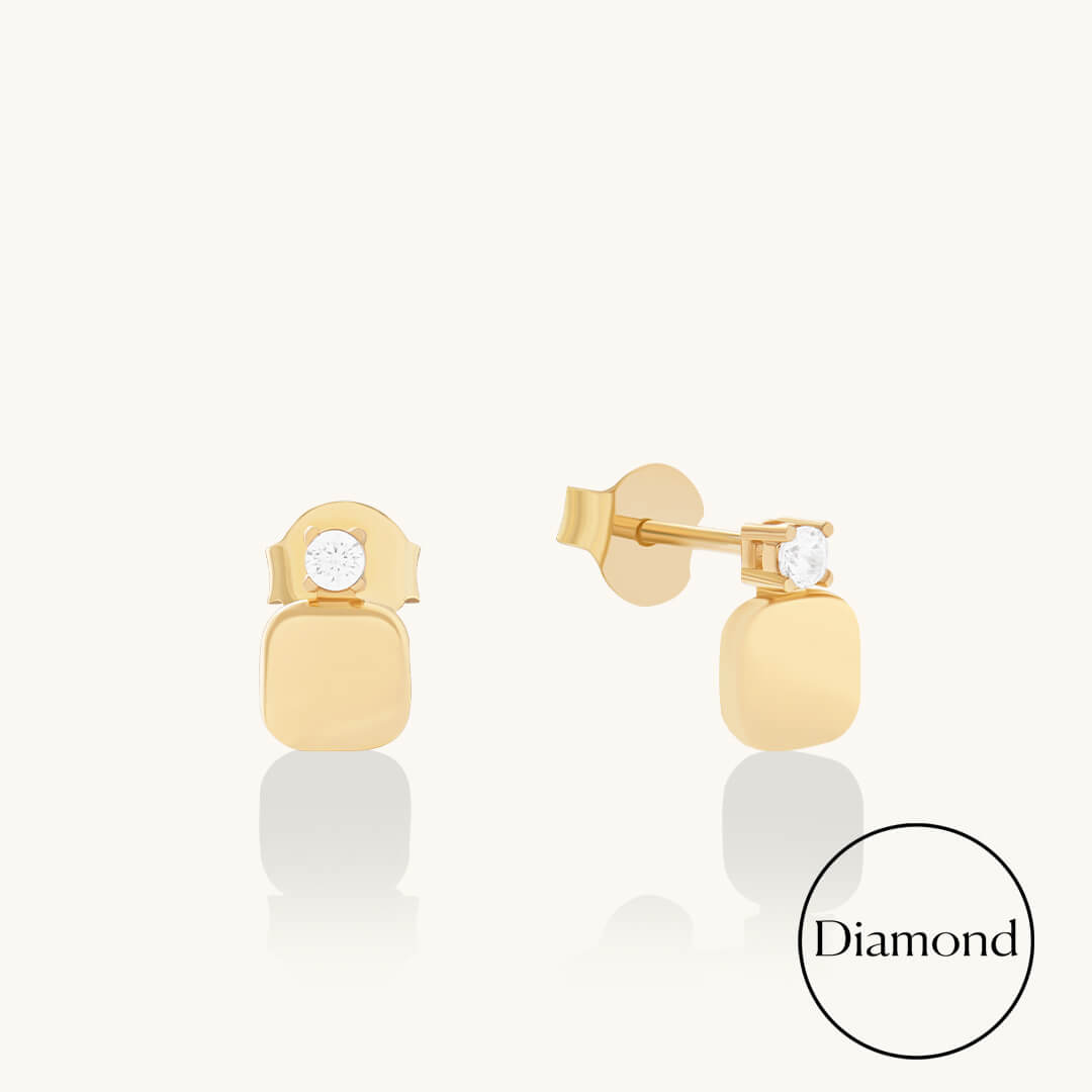 Cushion Drop Diamond Stud Earrings in Solid Gold