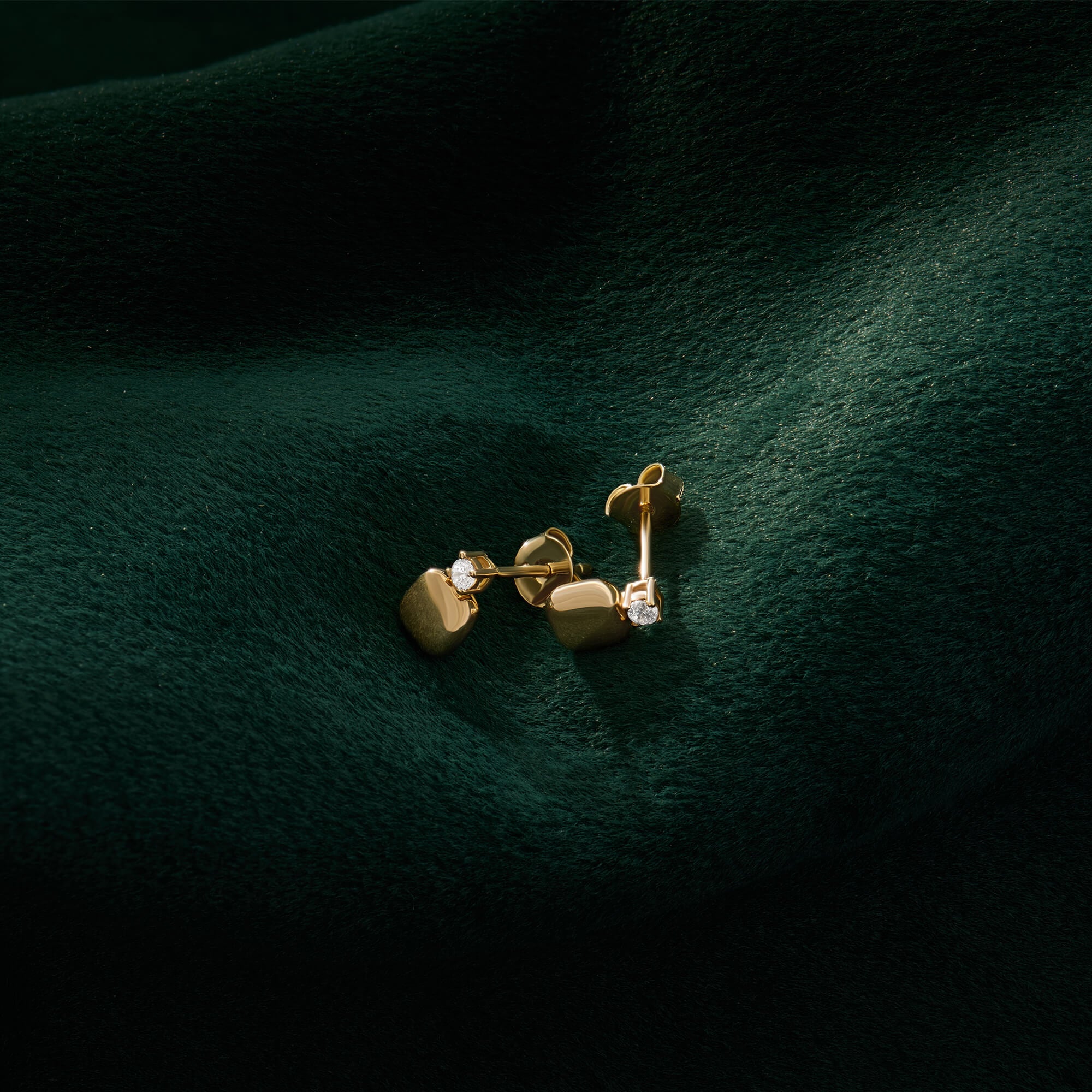 Real Gold Cushion Drop Diamond Studs