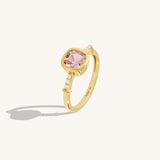 14K Solid Gold Cushion Morganite Peach Solitaire Ring for Women