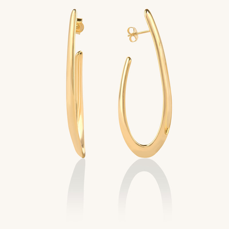 14K Real Gold Cut Out Loop Hoop Earrings