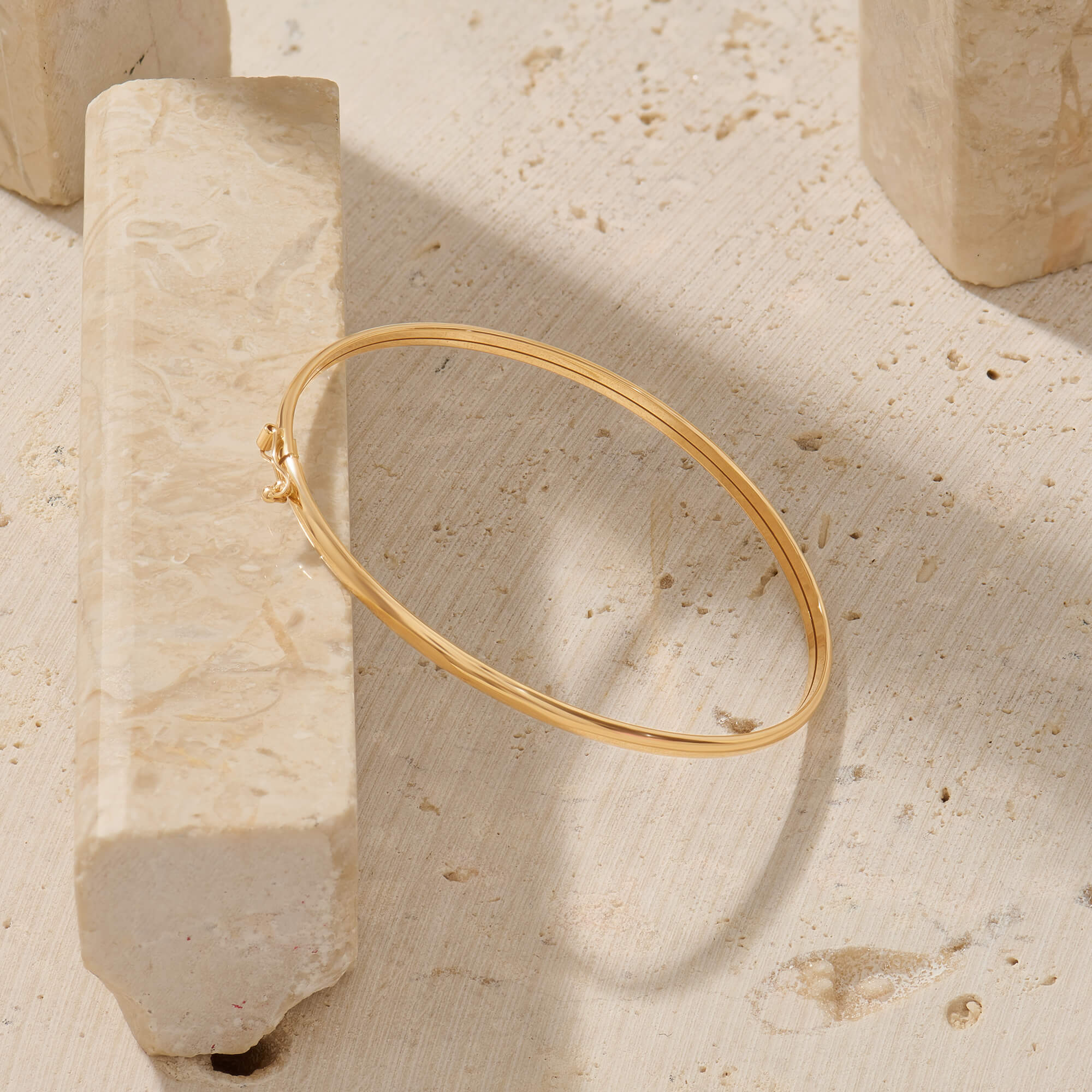 Dainty 14K Solid Gold Bangle Bracelet