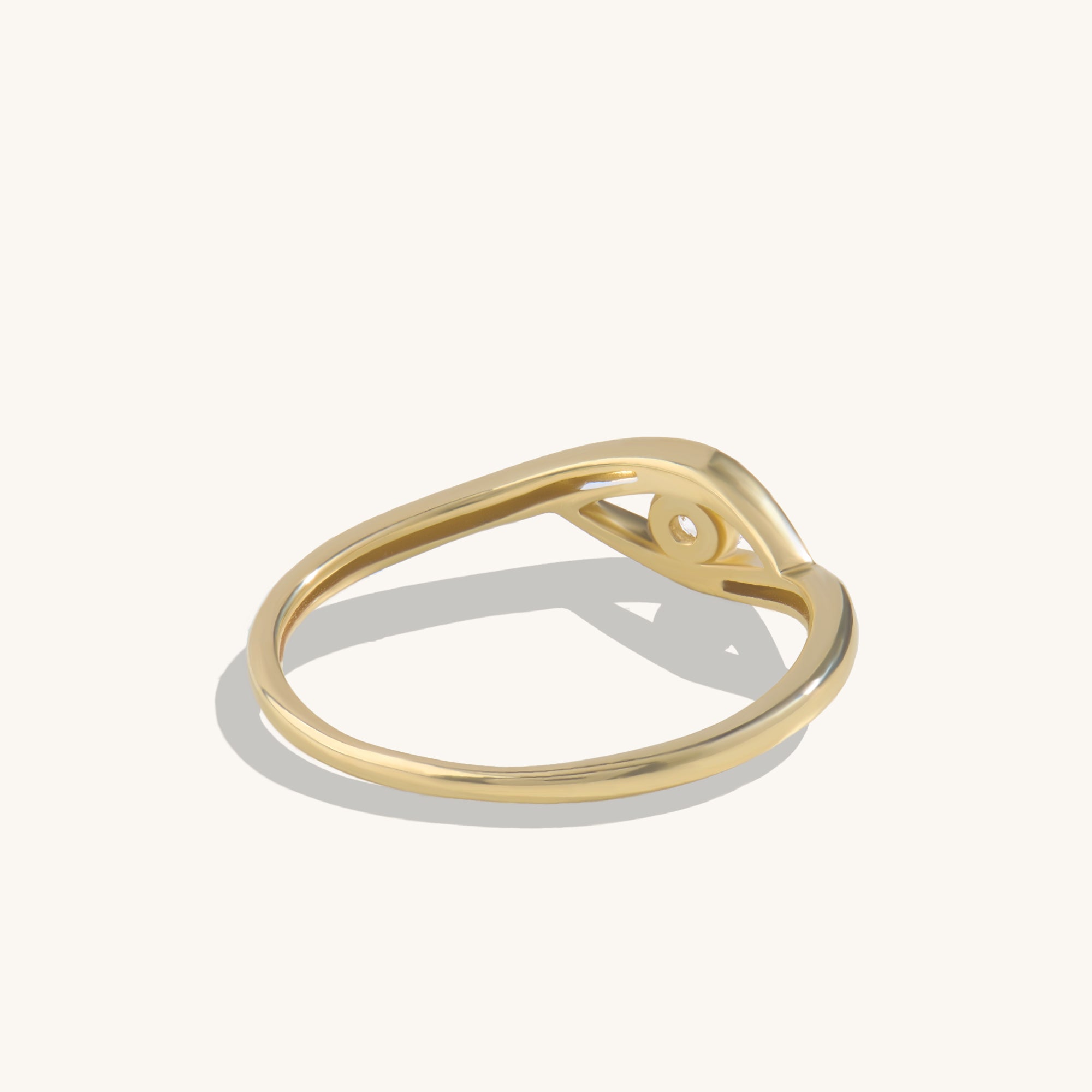 14k Real Yellow Gold Tiny Third Eye Ring for Women