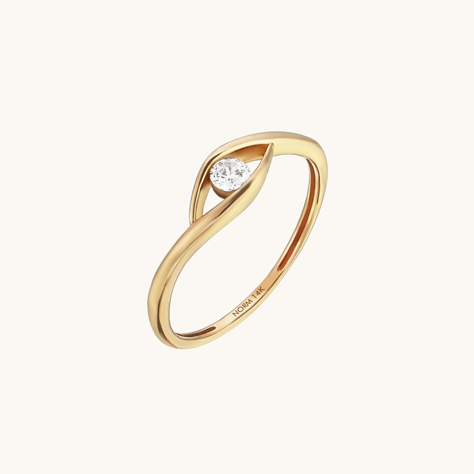 Dainty Evil Eye Ring in 14K Real Gold
